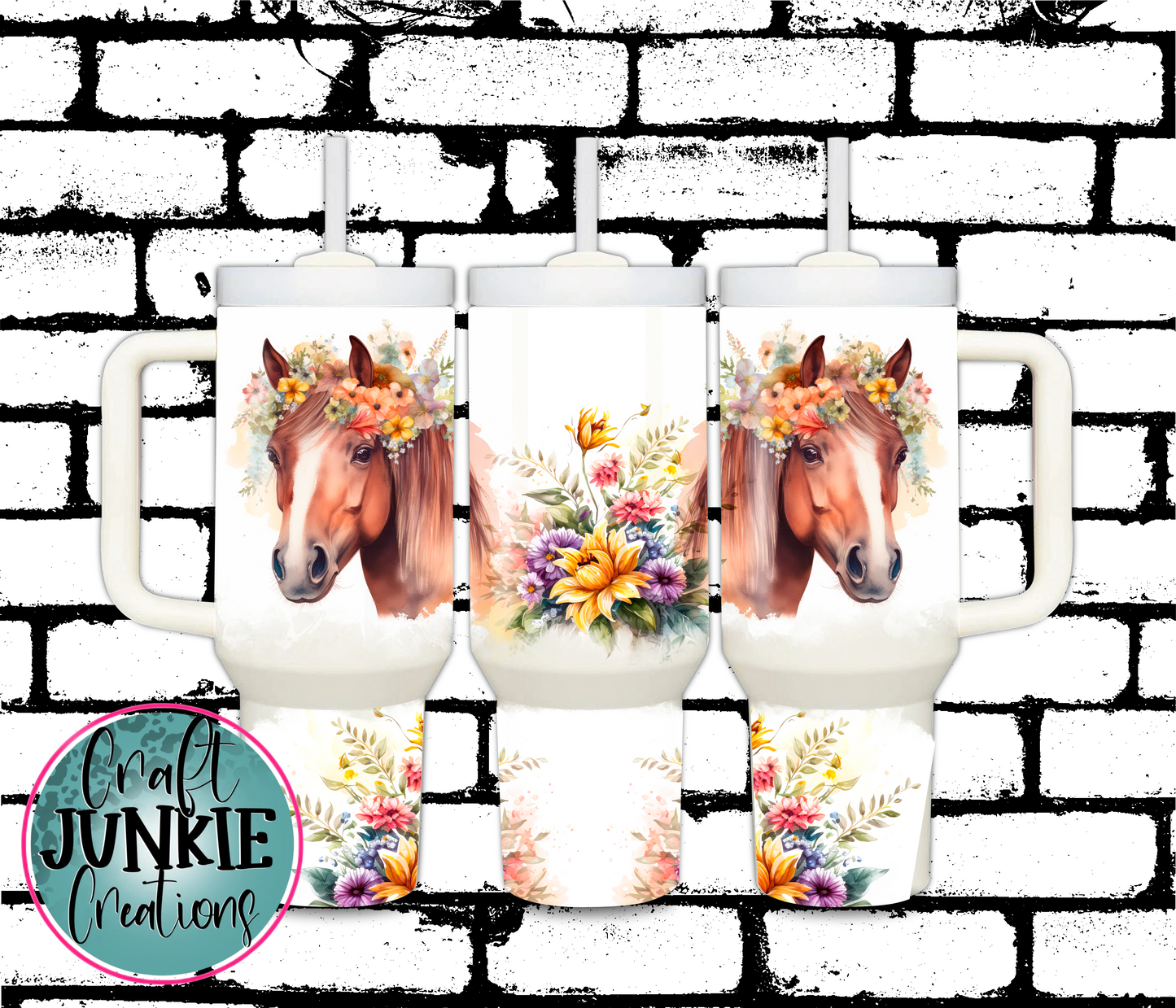 Floral Horse Tumbler