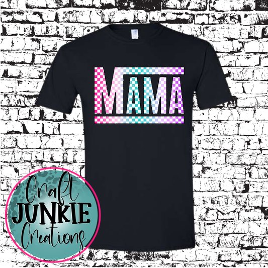 Mama Checkered Rainbow Tee