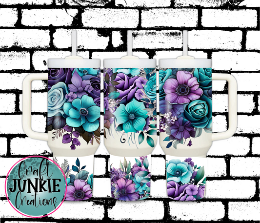 Blue purple Floral Tumbler