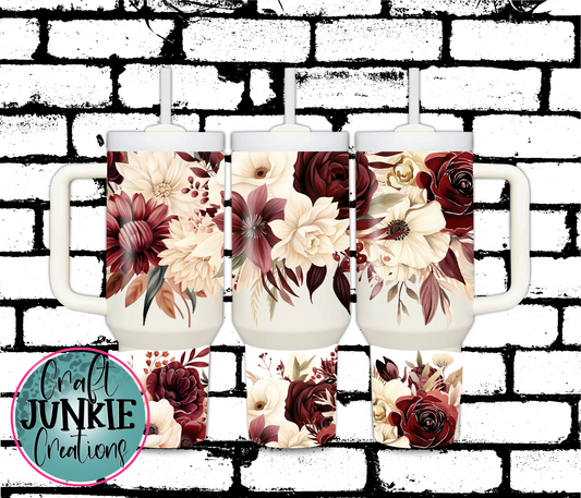 Maroon floral Tumbler