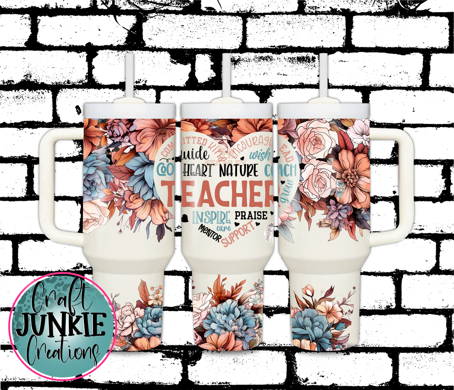 Teacher floral Tumbler