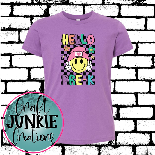 Hello Grade Smile Checkered Tee