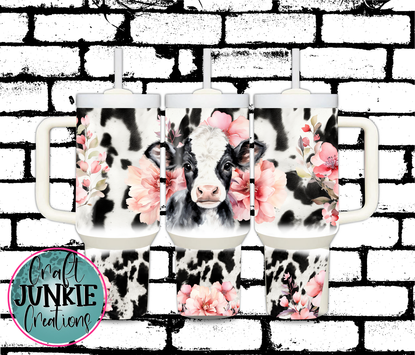 Cow pink floral Tumbler