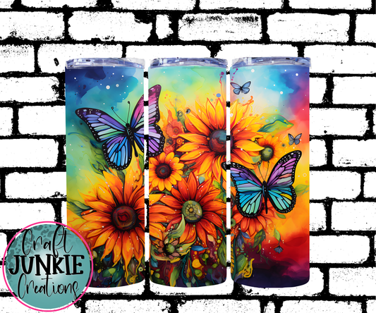 Bright Floral Butterflies Tumbler