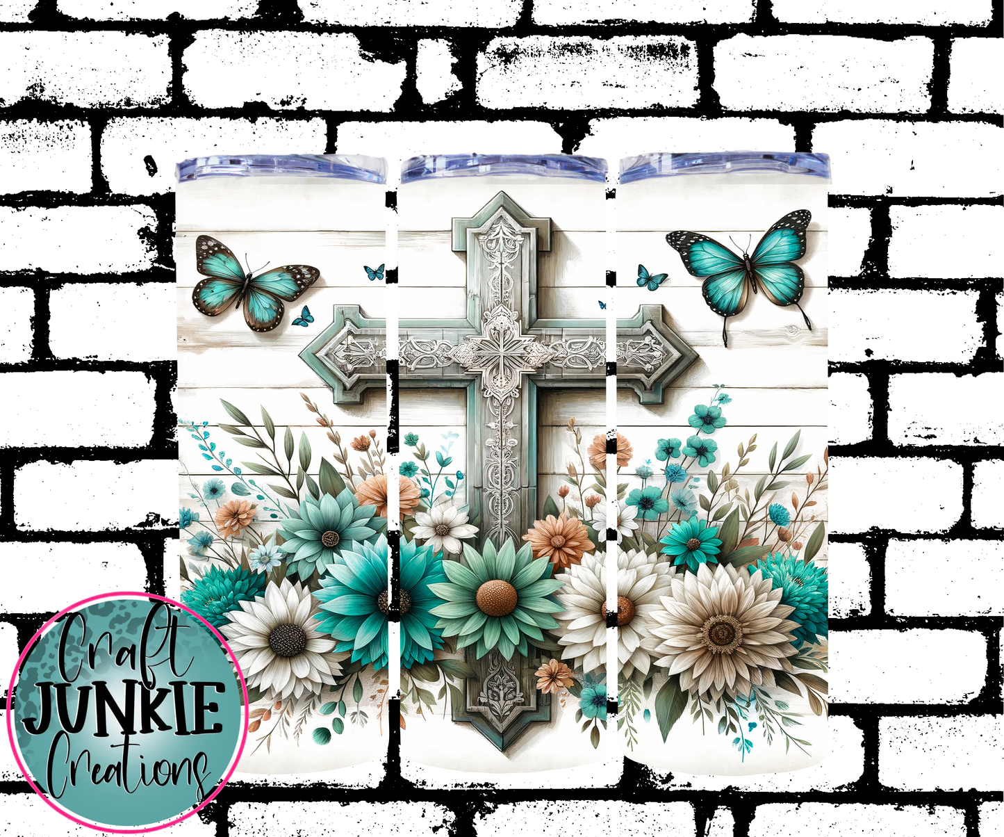 Turquoise cross Tumbler