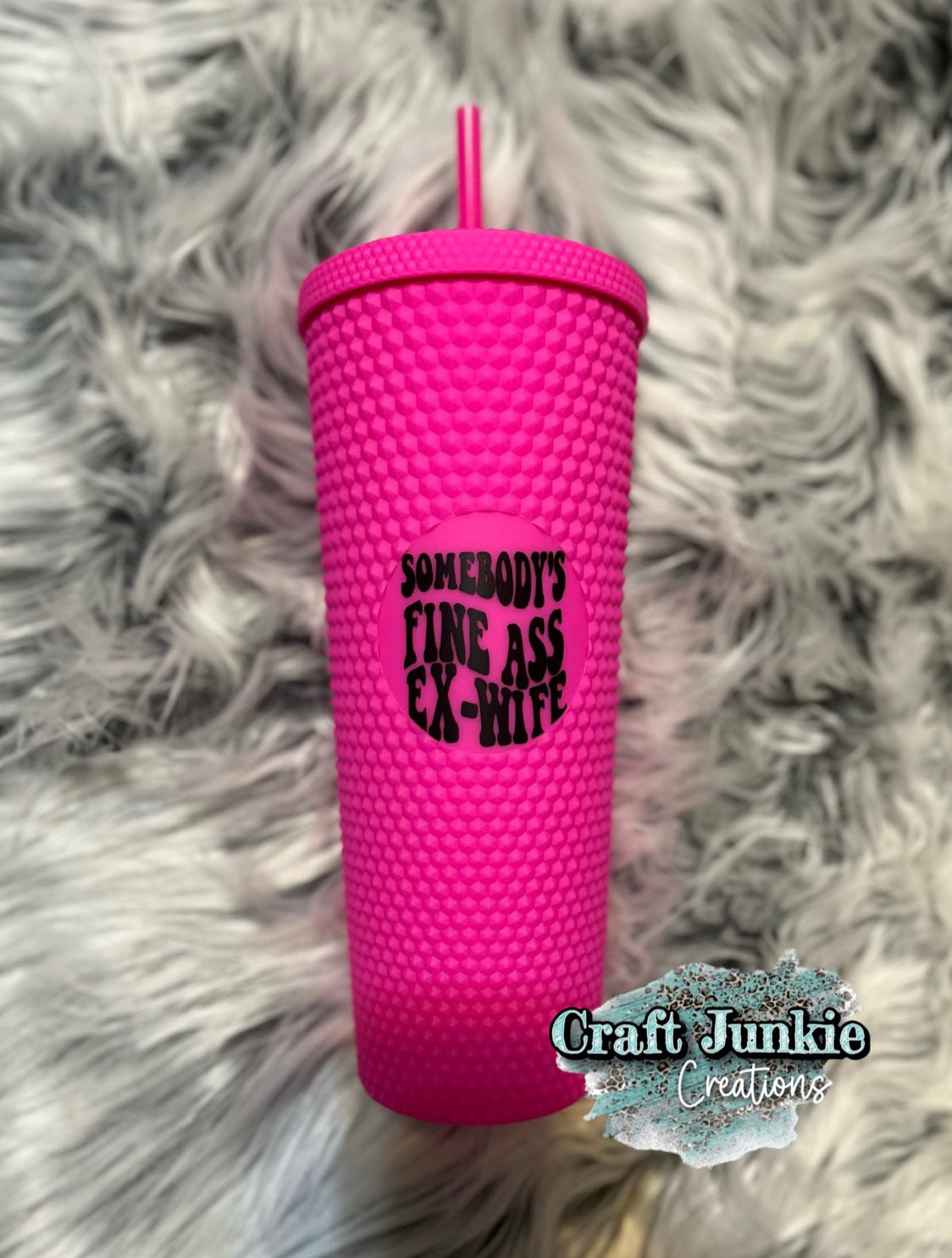 Somebody's Fine Ass Studded Tumbler- Hot Pink