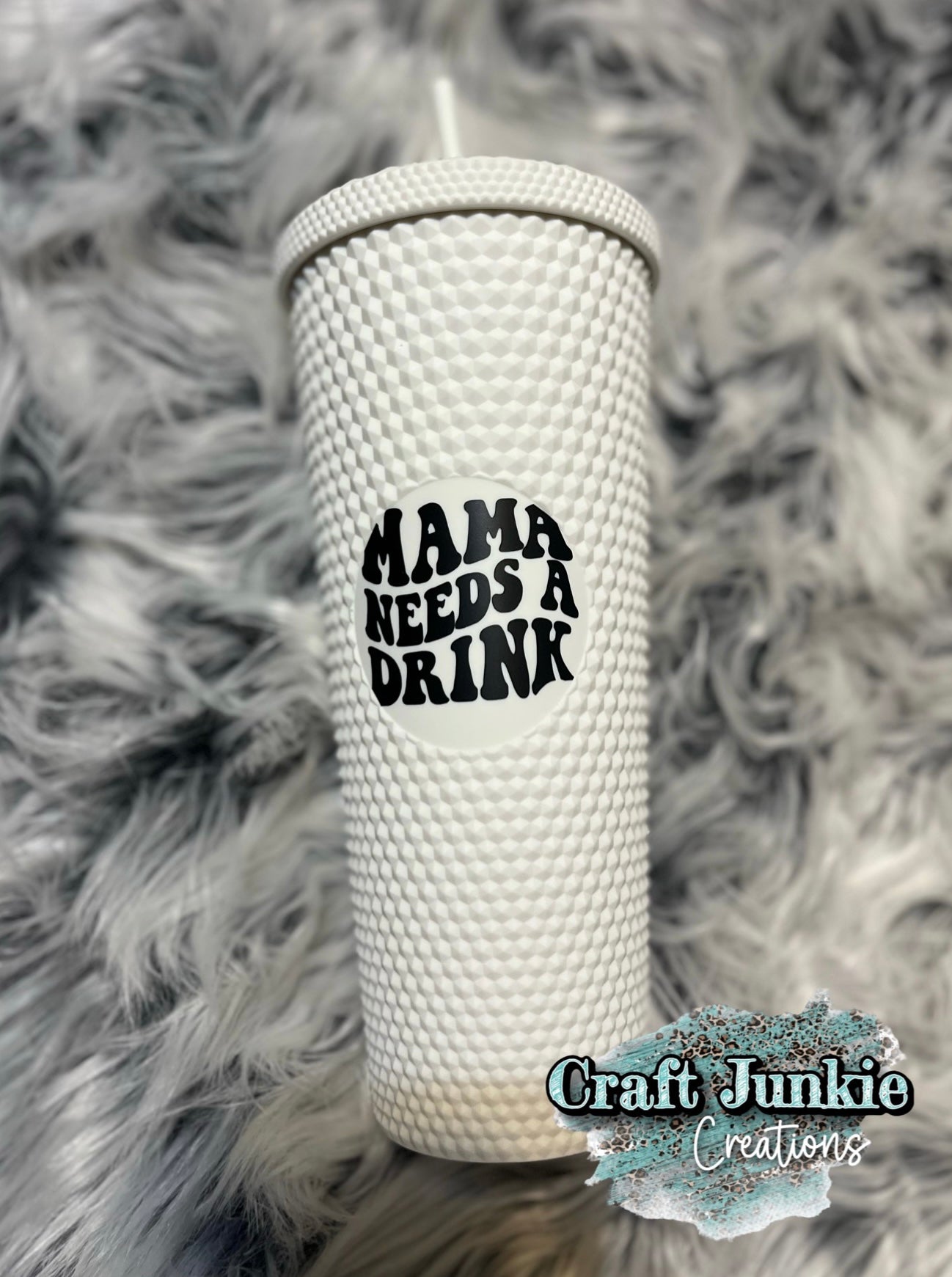 Mama Needs A Drink Studded Tumbler- White