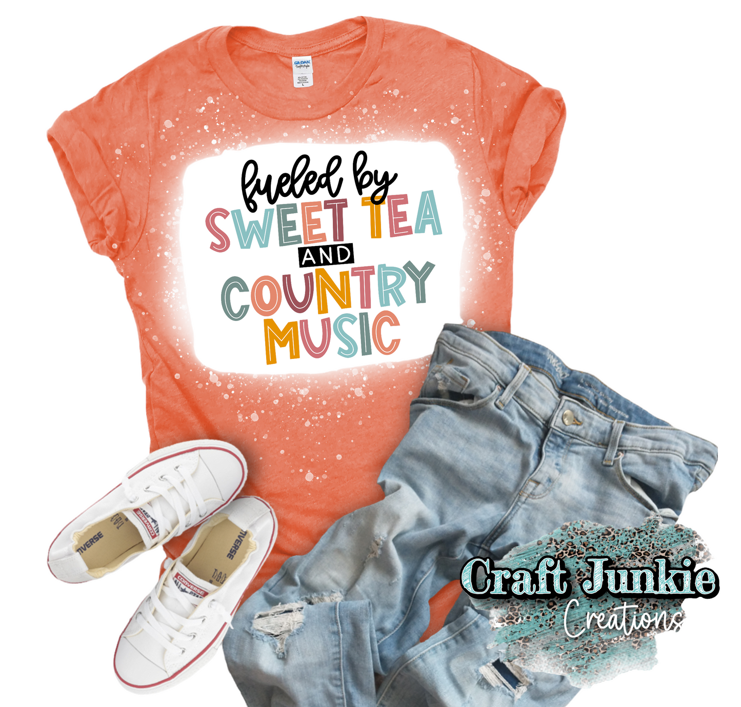 Sweet Tea & Country Music Bleached Tshirt
