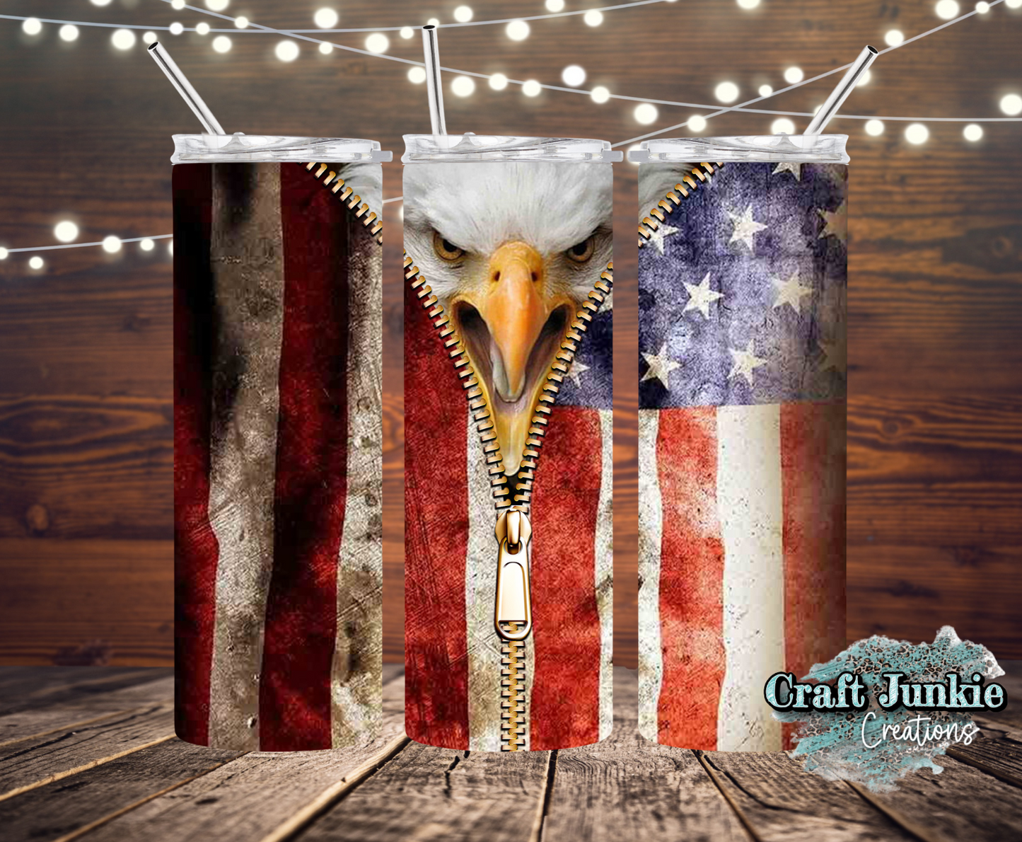 Eagle Flag Zipper Tumbler