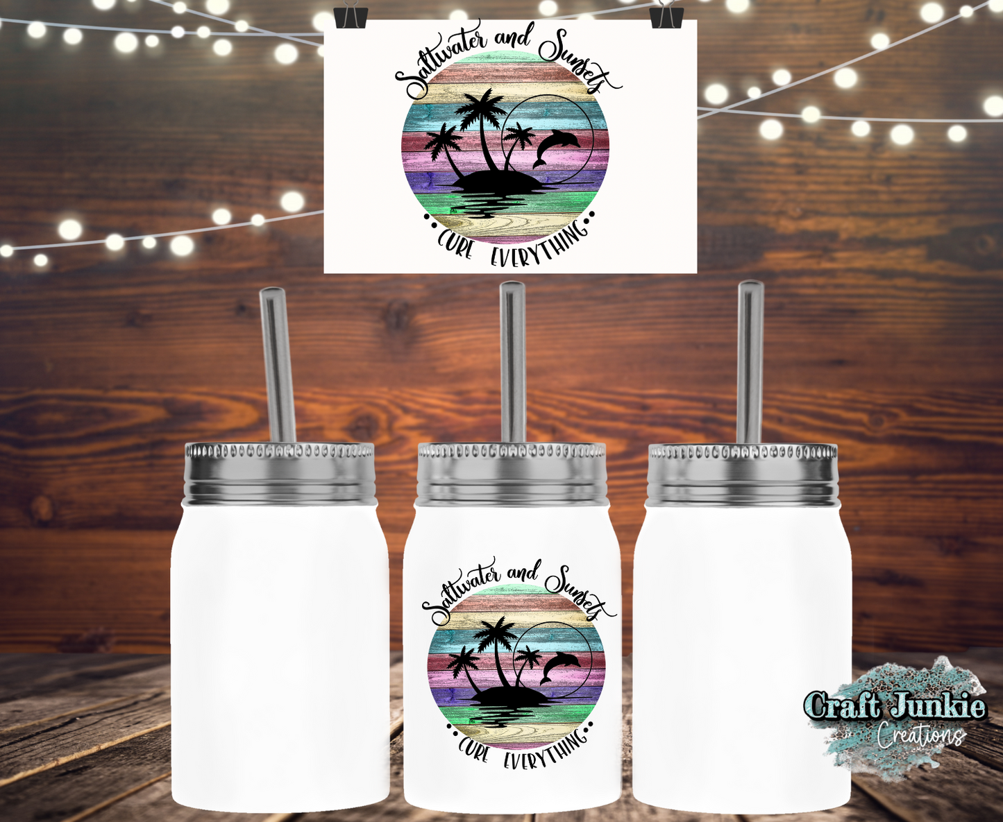 Saltwater and Sunsets Canning Jar Tumbler