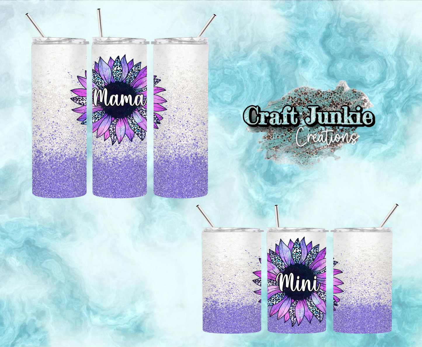 Mama & Mini Purple Flower Tumblers