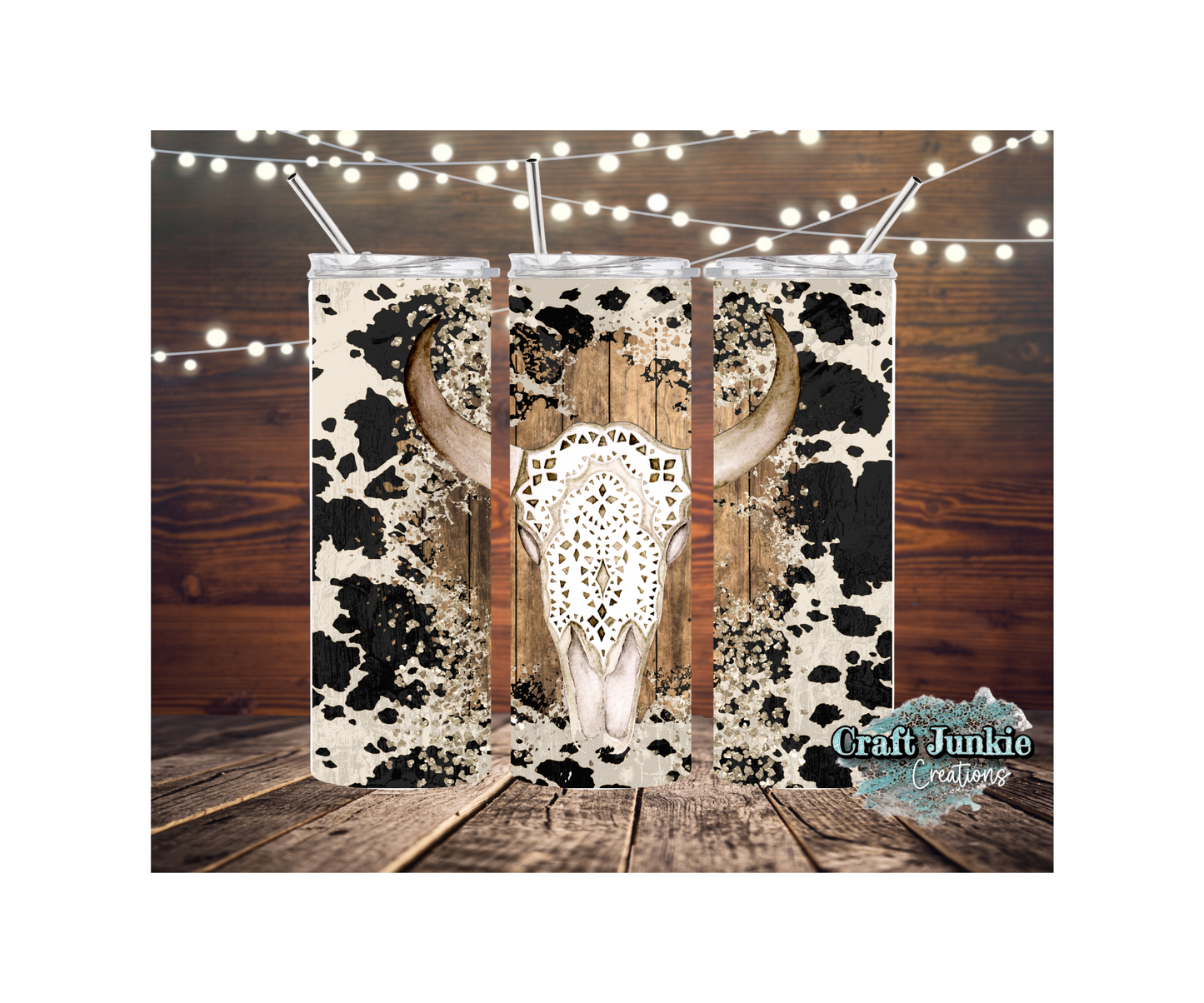 Cow Skull Lace Tumbler
